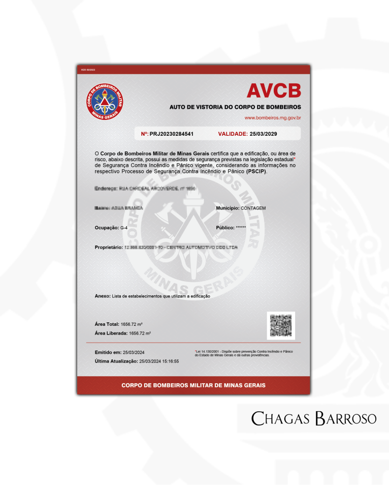 APROVAÇÃO DE PSCIP & EMISSÃO DE AVCB CENTRO AUTOMOTIVO - CONTAGEM - MG