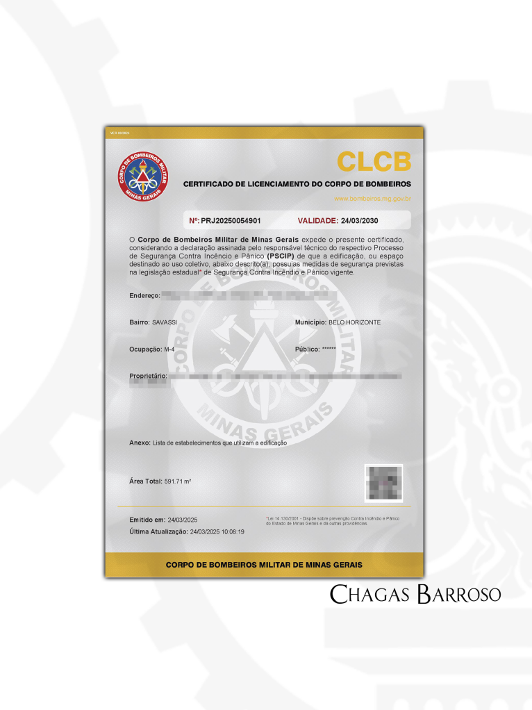 ELABORAÇÃO DE PSCIP & LIBERAÇÃO DE CLCB - CANTEIRO DE OBRAS - SAVASSI - BH - MG - ENGENHEIRO LEVI DAS CHAGAS BARROSO FILHO