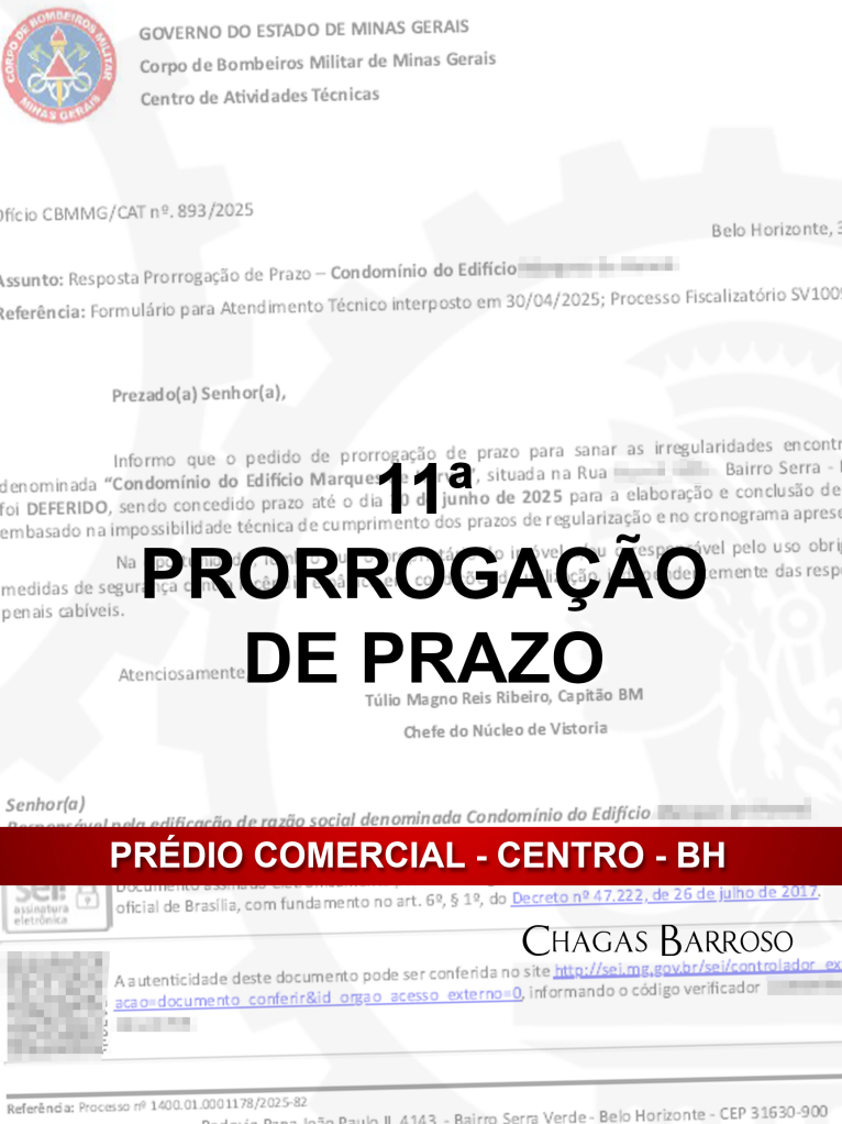 11ª PRORROGAÇÃO DE PRAZO - PRÉDIO COMERCIAL - CENTRO - BH - ENGENHEIRO LEVI DAS CHAGAS BARROSO FILHO