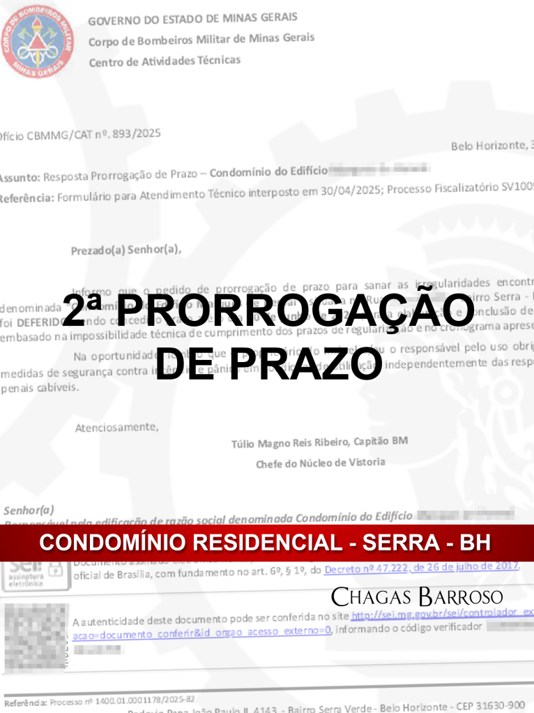 2ª PRORROGAÇÃO DE PRAZO - CONDOMÍNIO RESIDENCIAL - SERRA - BH - ENGENHEIRO LEVI DAS CHAGAS BARROSO FILHO