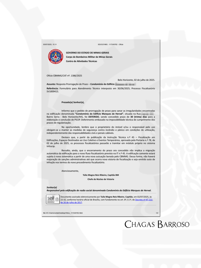 3ª PRORROGAÇÃO DE PRAZO - CONDOMÍNIO RESIDENCIAL - SERRA - BH - MG - ENGENHEIRO LEVI DAS CHAGAS BARROSO FILHO