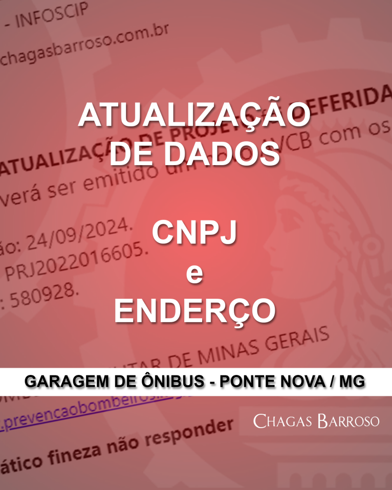 ATUALIZAÇÃO DE DADOS CNPJ e ENDEREÇO GARAGEM DE ÔNIBUS - PONTE NOVA - MG