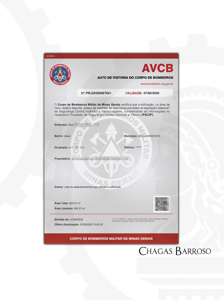 ATUALIZAÇÃO DE PROJETO & LIBERAÇÃO DE AVCB FÁBRICA DE BISCOITOS - HAVAÍ - BH - MG - ENGENHEIRO LEVI DAS CHAGAS BARROSO FILHO