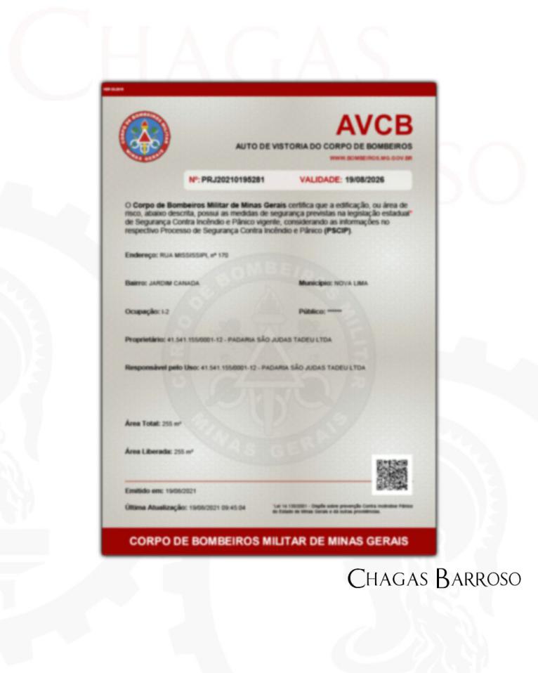 AVCB PADARIA JARDIM CANADÁ NOVA LIMA - MG