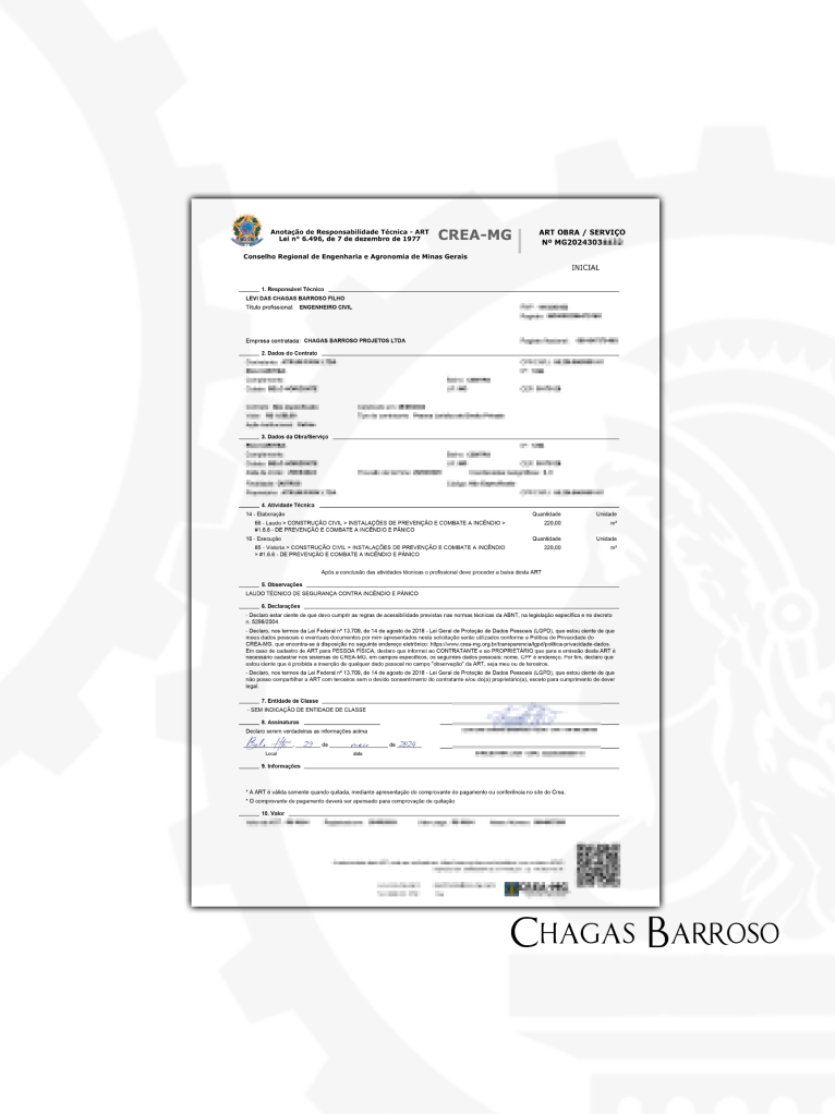 ELABORAÇÃO DE PROJETO E LAUDO TÉCNICO DE SEGURANÇA CONTRA INCÊNDIO E  PÂNICO CLÍNICA DE FISIOTERAPIA E PILATES - BH - ENGENHEIRO LEVI DAS CHAGAS BARROSO FILHO