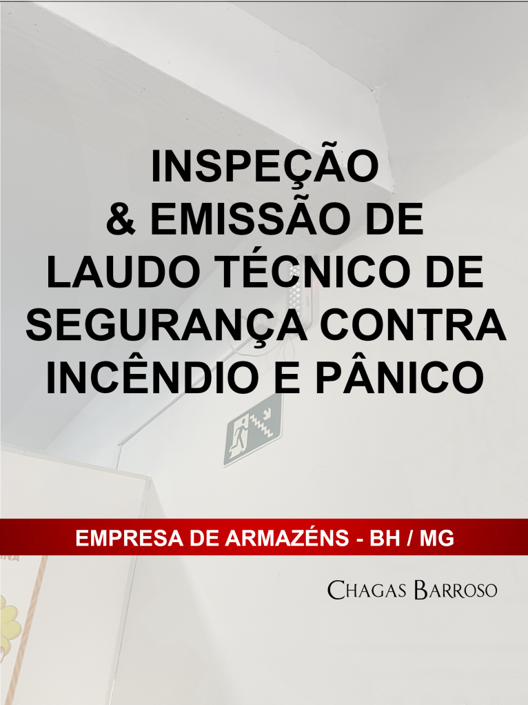 INSPEÇÃO & EMISSÃO DE LAUDO TÉCNICO DE SEGURANÇA CONTRA INCÊNDIO E PÂNICO EMPRESA DE ARMAZÉNS - BH - MG - ENGENHEIRO LEVI DAS CHAGAS BARROSO FILHO