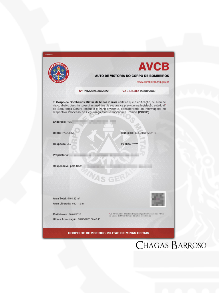 INSPEÇÃO LAUDO & RENOVAÇÃO DE AVCB - CONDOMÍNIO RESIDENCIAL - PAQUETA - BH - ENGENHEIRO LEVI DAS CHAGAS BARROSO FILHO