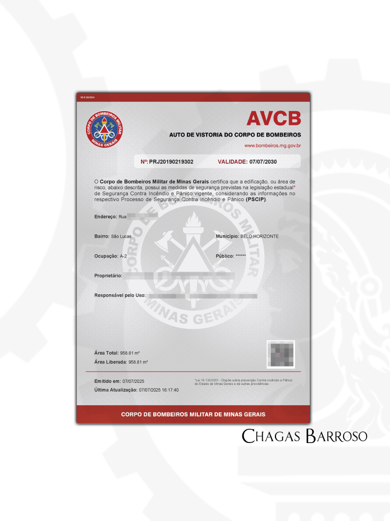 INSPEÇÃO LAUDO & RENOVAÇÃO DE AVCB - CONDOMÍNIO RESIDENCIAL - SÃO LUCAS - BH - ENGENHEIRO LEVI DAS CHAGAS BARROSO FILHO