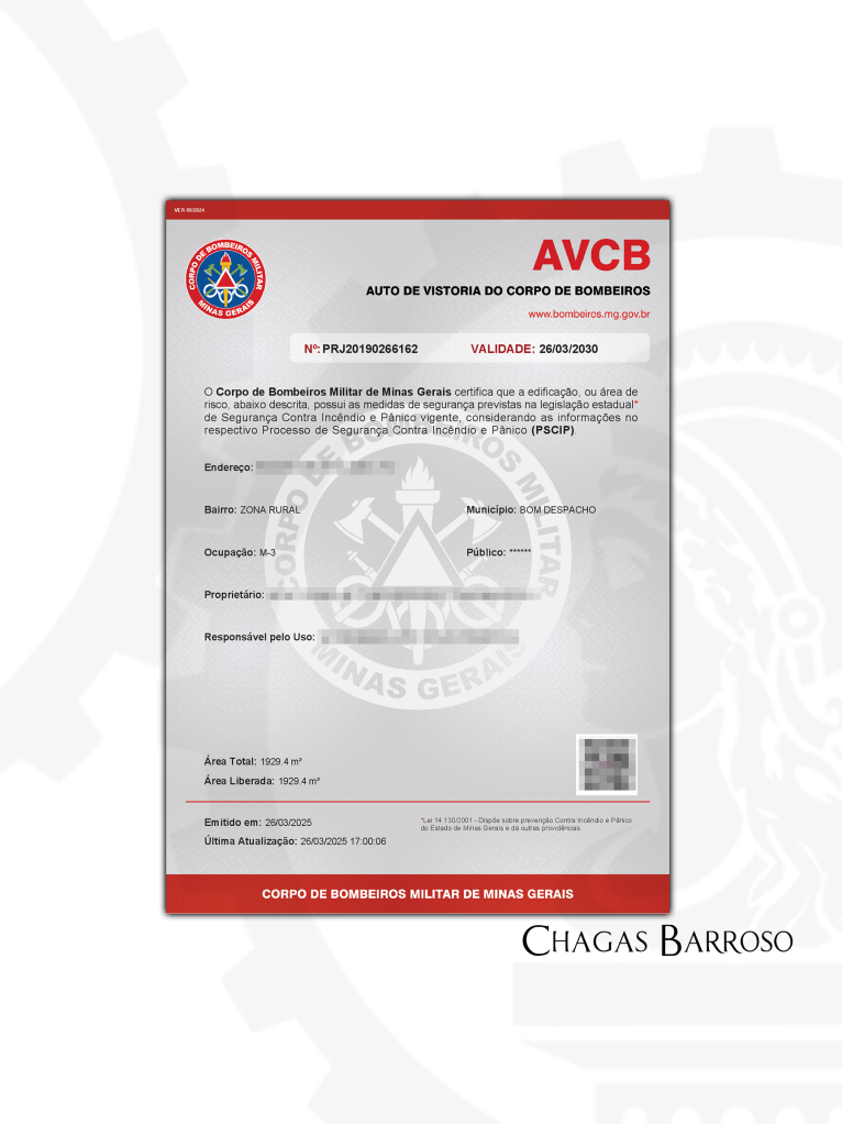 INSPEÇÃO LAUDO & RENOVAÇÃO DE AVCB - SUBESTAÇÃO DE ENERGIA - BOM DESPACHO - ENGENHEIRO LEVI DAS CHAGAS BARROSO FILHO