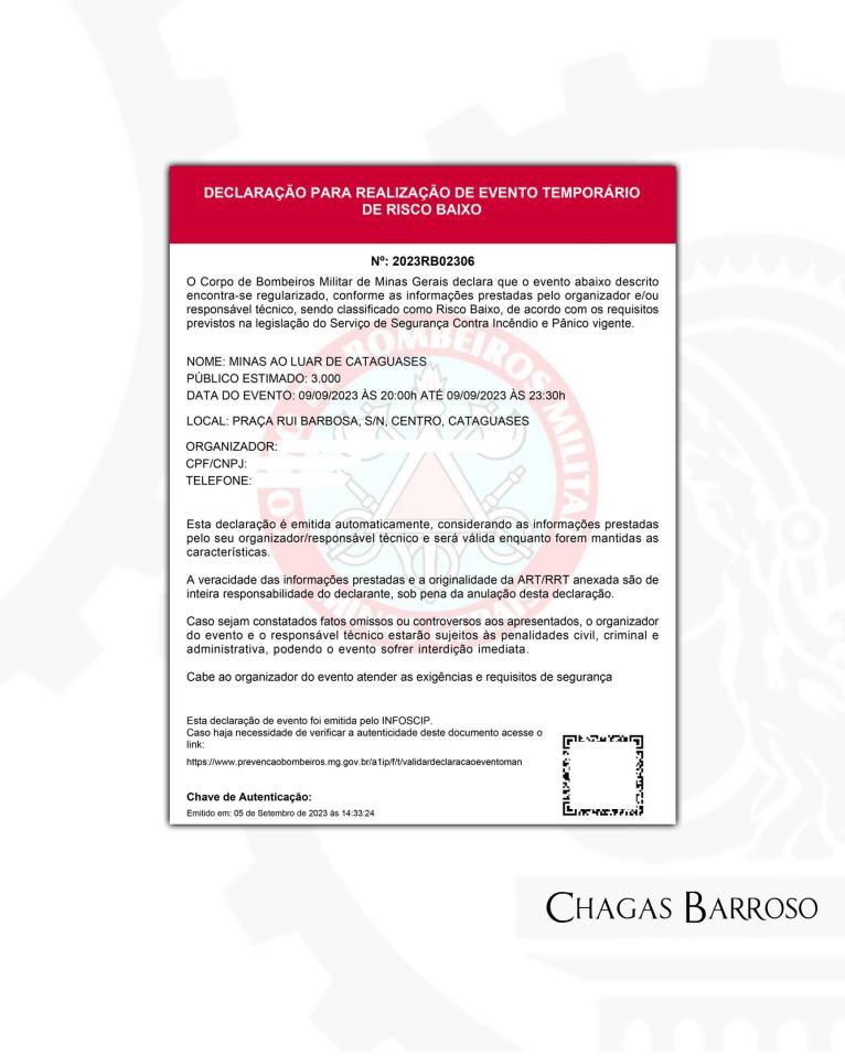 LAUDO TÉCNICO EVENTO TEMPORÁRIO DE RISCO BAIXO
