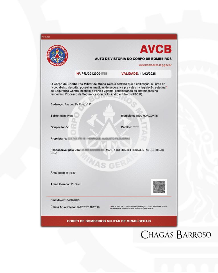 RENOVAÇÃO DE AVCB -  LOJA DE FERRAMENTAS ELÉTRICAS - BH