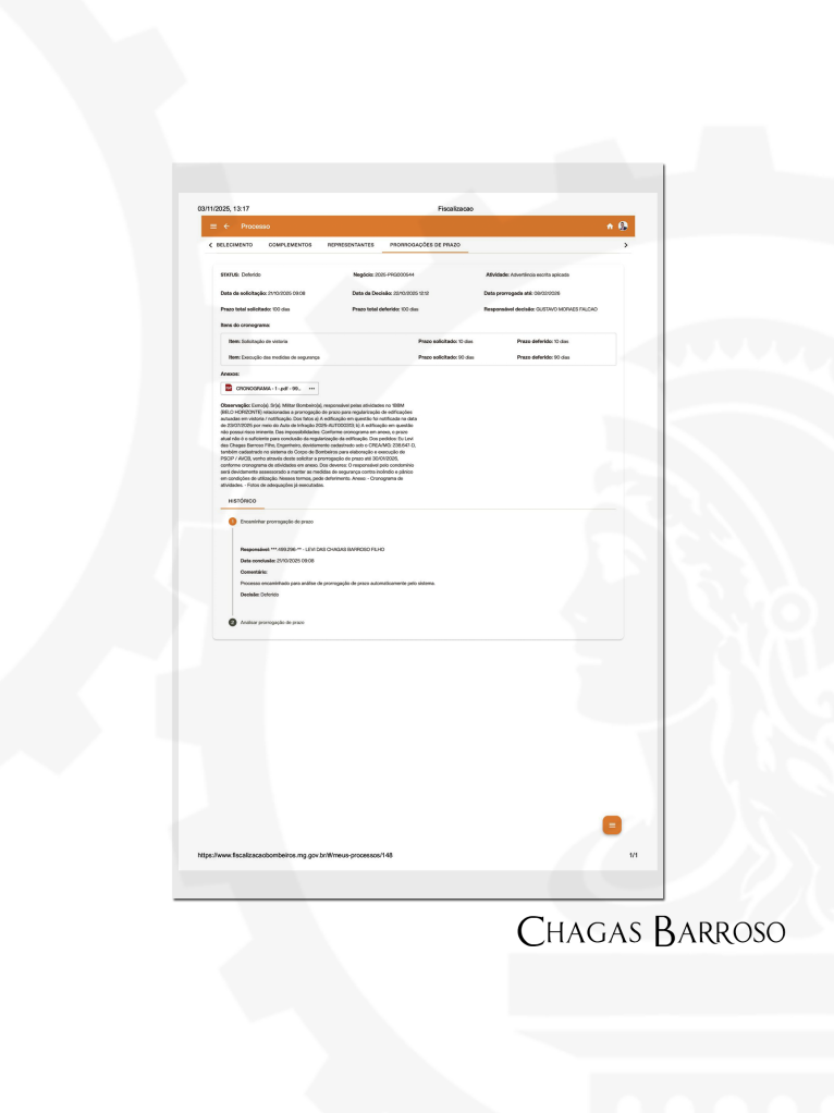 NOVA PRORROGAÇÃO DE PRAZO - CENTRO COMERCIAL - NOVA GRANADA- BH - ENGENHEIRO - LEVI DAS CHAGAS BARROSO FILHO