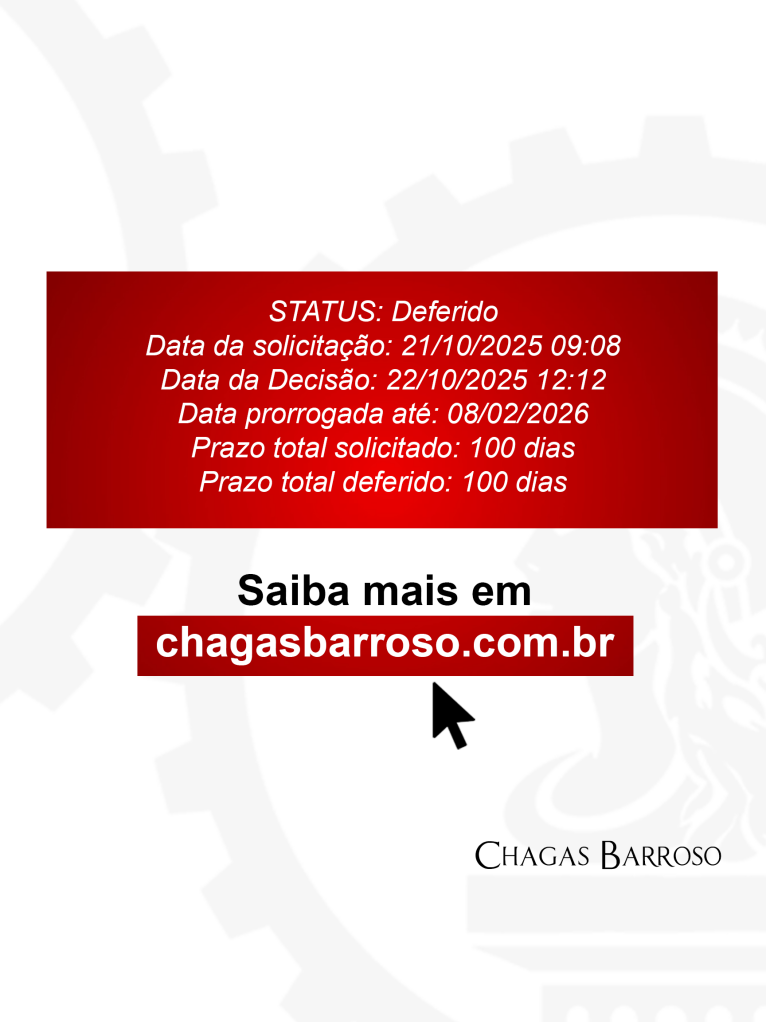 NOVA PRORROGAÇÃO DE PRAZO - CENTRO COMERCIAL - NOVA GRANADA- BH - ENGENHEIRO - LEVI DAS CHAGAS BARROSO FILHO