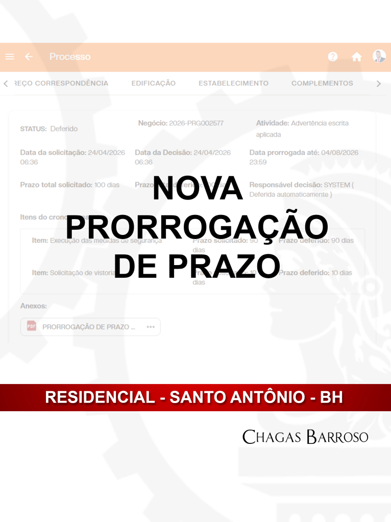 NOVA PRORROGAÇÃO DE PRAZO - RESIDENCIAL - SANTO ANTÔNIO - BH - ENGENHEIRO - LEVI DAS CHAGAS BARROSO FILHO