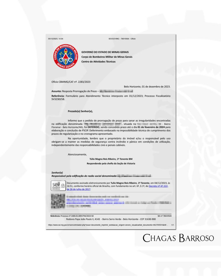 PRORROGAÇÃO DE PRAZO-DEPÓSITO DE MADEIRAS - FLORAMAR - BH