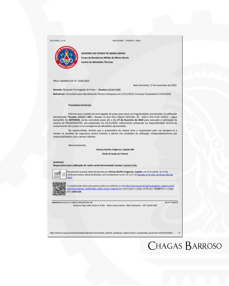 PRORROGAÇÃO DE PRAZO-FERRO VELHO SUCATAS - LAGOA SANTA - MG