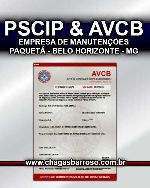 PSCIP & AVCB EMPRESA DE MANUTENÇÕES PAQUETÁ - BELO HORIZONTE - MG