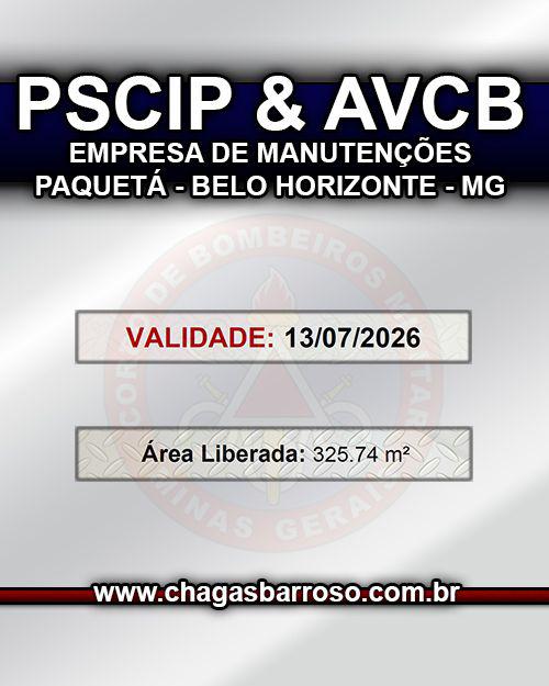 PSCIP & AVCB EMPRESA DE MANUTENÇÕES PAQUETÁ - BELO HORIZONTE - MG