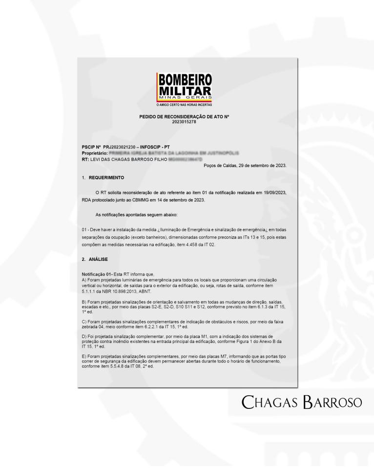 RECONSIDERAÇÃO DE ATO APÓS NOTIFICAÇÃO & APROVAÇÃO DE PROJETO-IGREJA - RIBEIRÃO DAS NEVES