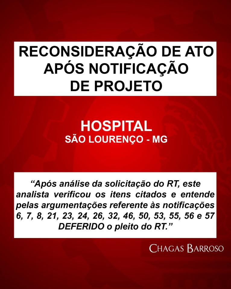 RECONSIDERAÇÃO DE ATO APÓS NOTIFICAÇÃO DE PROJETO HOSPITAL SÃO LOURENÇO - MG