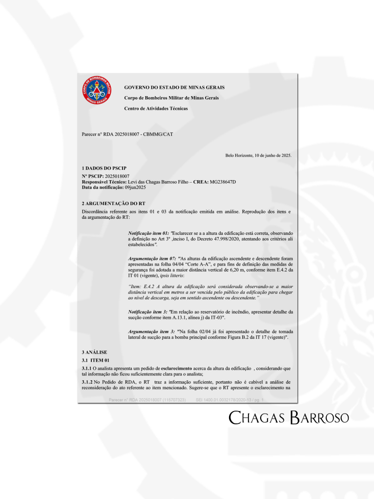 RECONSIDERAÇÃO DE ATO & APROVAÇÃO DE PROJETO - CONDOMÍNIO RESIDENCIAL - SERRA - BH - ENGENHEIRO LEVI DAS CHAGAS BARROSO FILHO