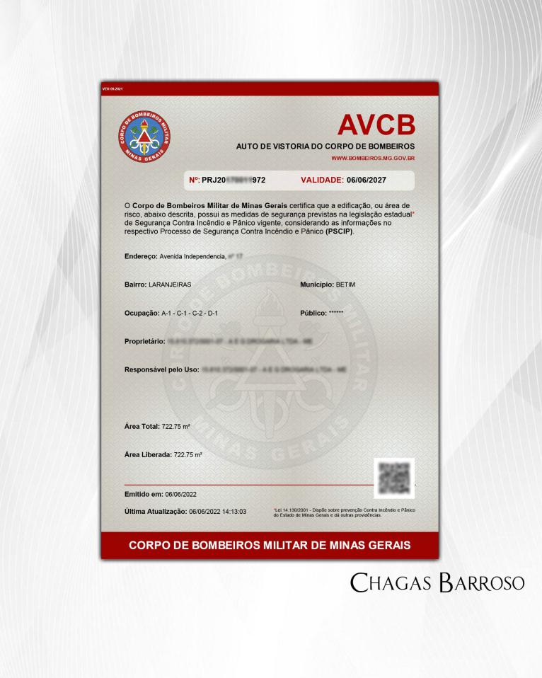 RENOVAÇÃO DE AVCB CENTRO COMERCIAL - BETIM - MG