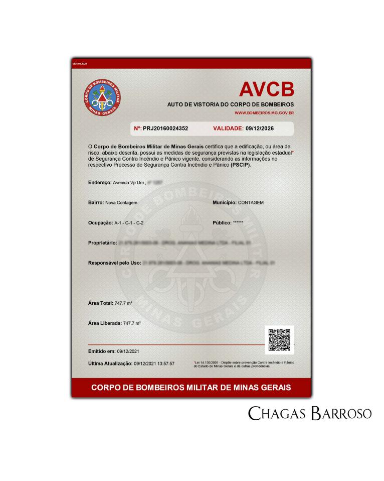 RENOVAÇÃO DE AVCB DROGARIA - CONTAGEM - MG