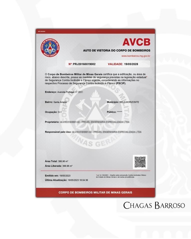 RENOVAÇÃO DE AVCB EMPRESA DE ENGENHARIA - BH