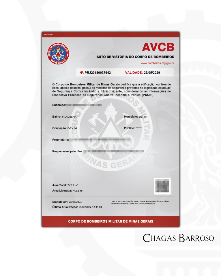 RENOVAÇÃO DE AVCB-AUTOPEÇAS - BETIM - MG